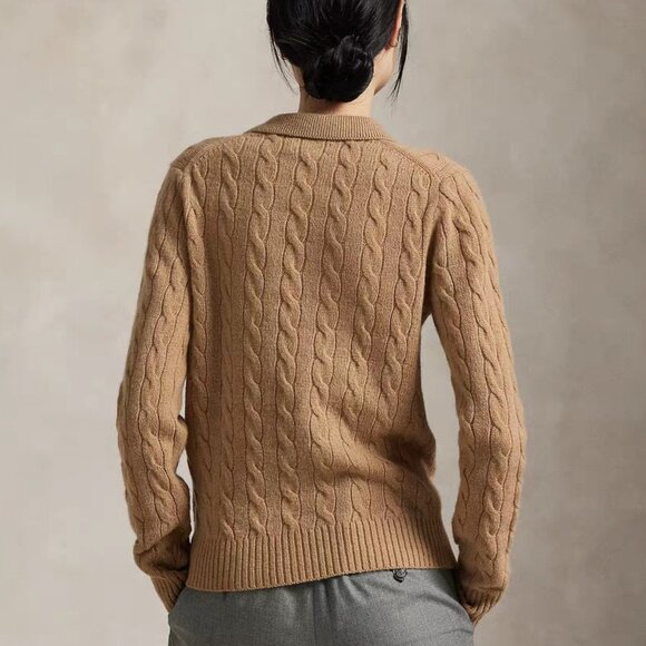 Polo by Ralph Embroidered cable knit collar women's wool sweater - Picture 2 of 7